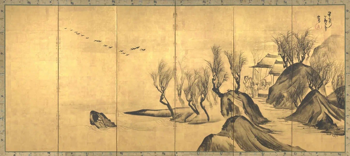唐人物山水図(右隻), 長沢芦雪