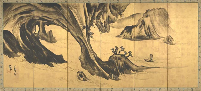 Paisagens com figuras chinesas (biombo da esquerda)