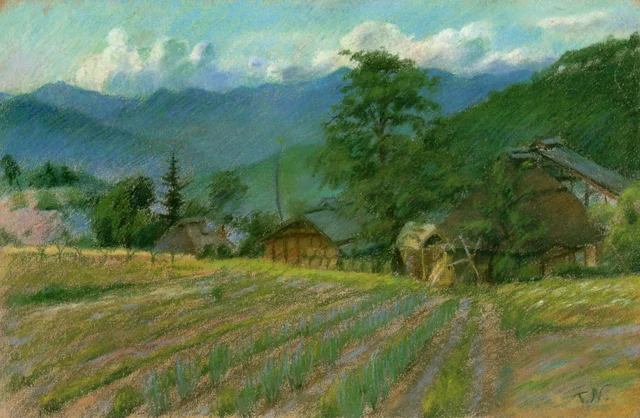 Paysage du village de Hotaka, Shinshū, Nakamura Tsune