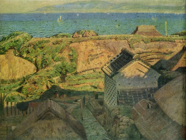 Village au bord de la mer (la maison aux murs blancs), Nakamura Tsune