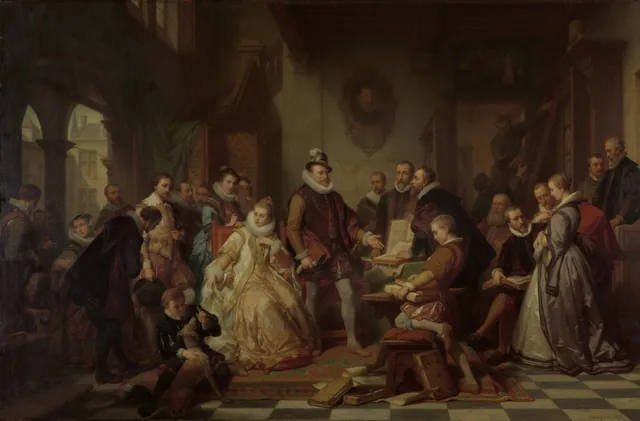 The Archdukes Albert and Isabella Visiting the Plantin Printing House, Nicaise De Keyser