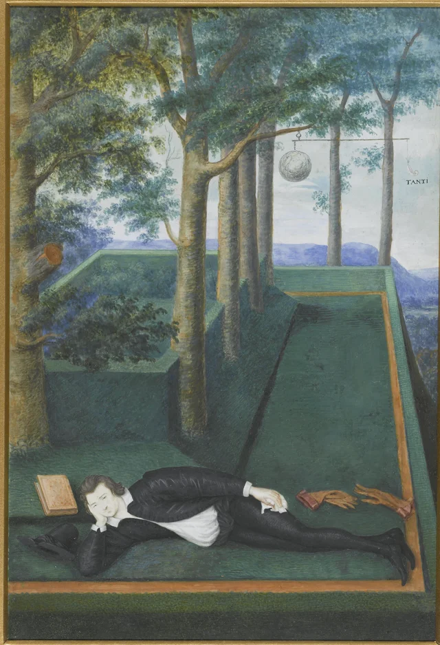 Henry Percy, 9th Earl of Northumberland, reclining in a garden