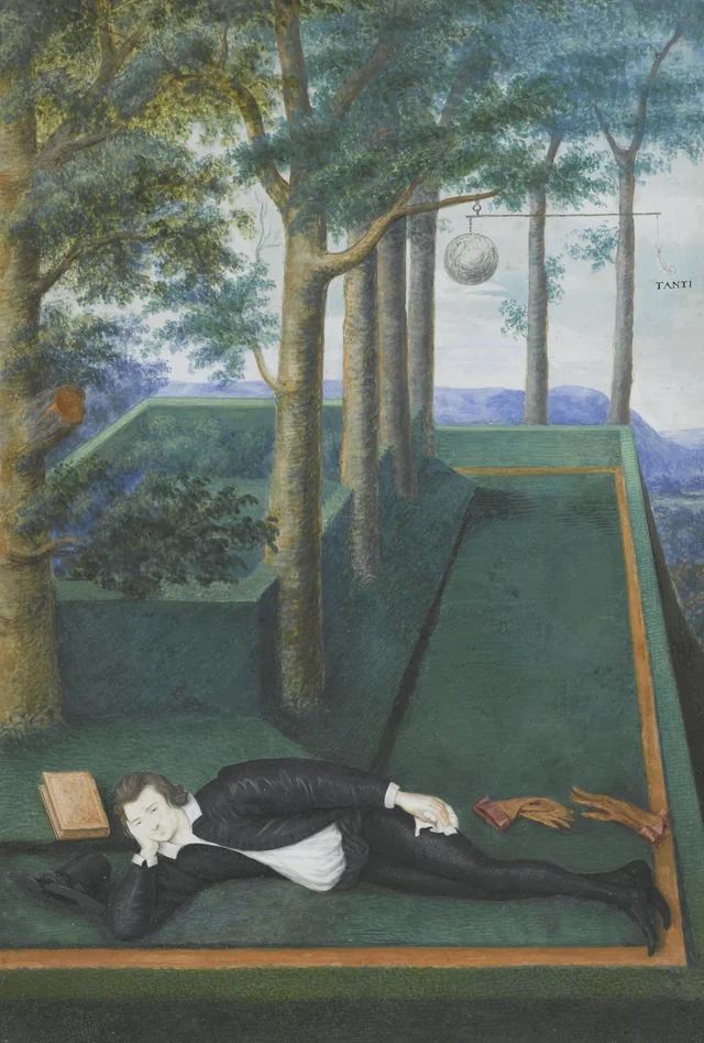 Henry Percy, nono conde de Northumberland, deitado em um jardim
