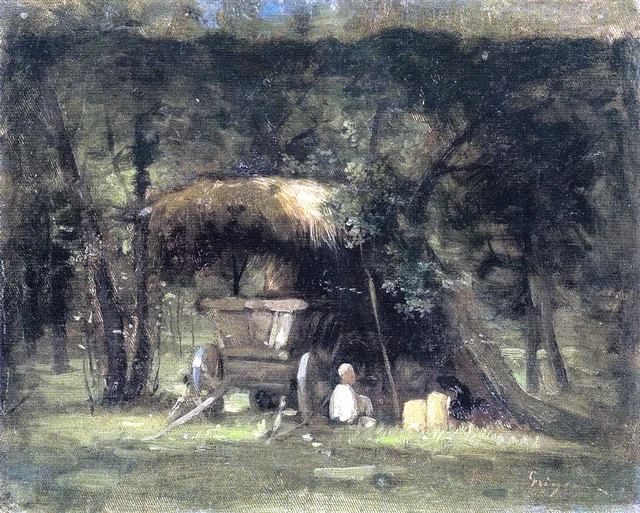 Cart under a Shelter in the Forest