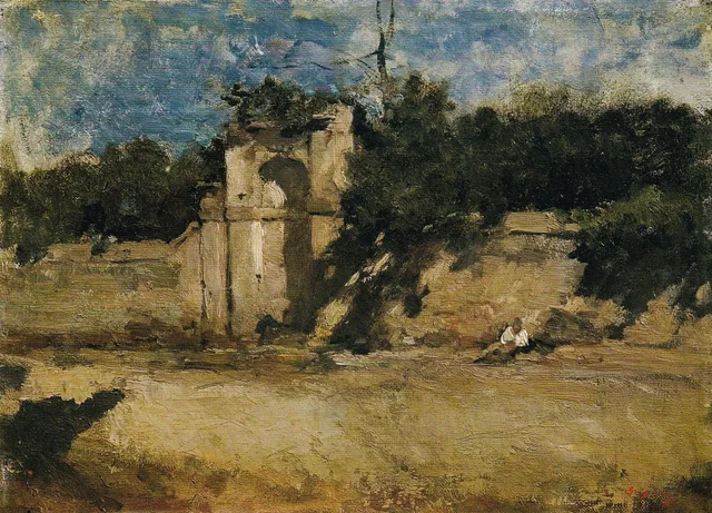 Paysage au mur en ruine