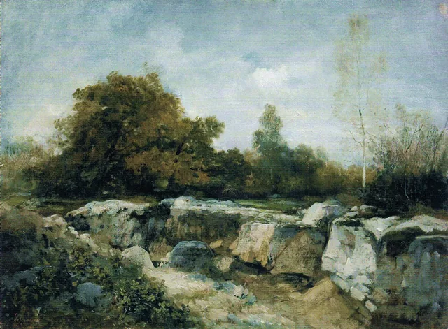 Paisagem com rochas em Fontainebleau