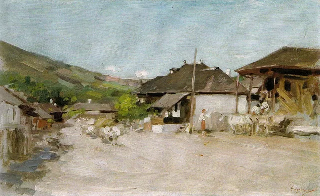 Paysage avec maisons de campagne