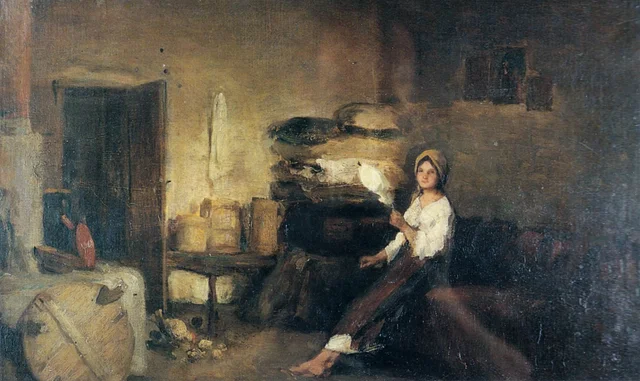Paysanne à l'intérieur de la maison