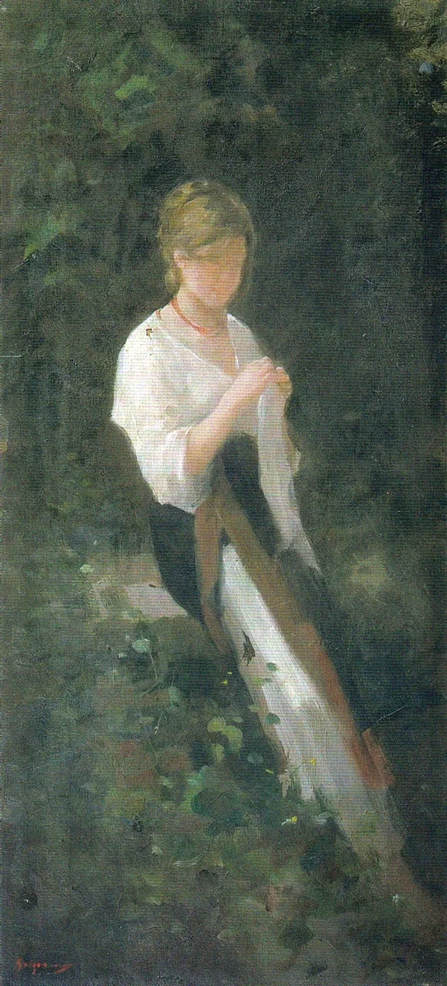 Peasant Woman Sewing (Standing)