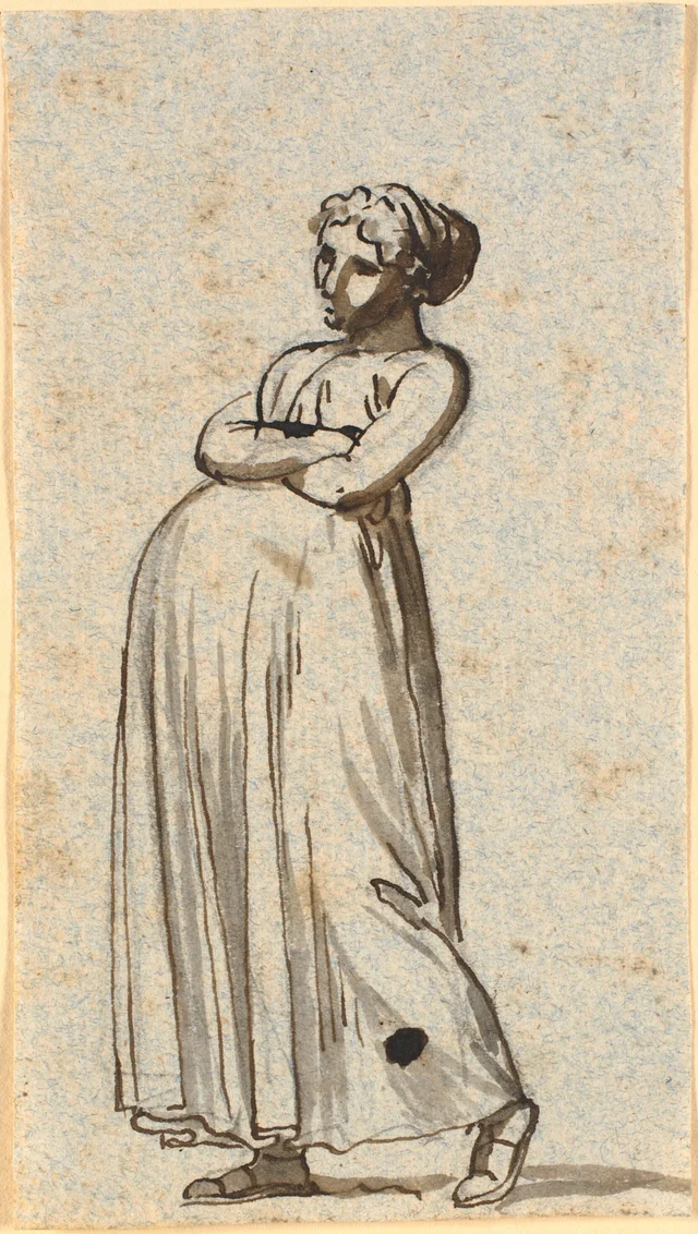 歩く身重の女の戯画