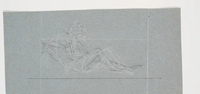 扉上飾りのための下絵、横たわる女性像