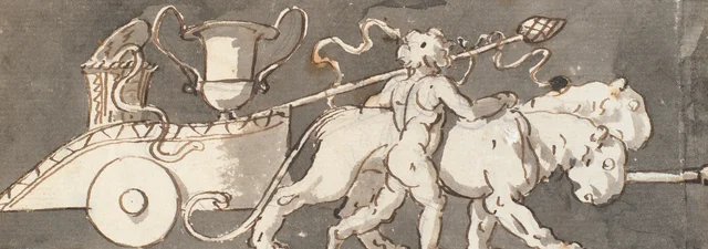 Frise avec un garçon près du char de Bacchus et de Mars (ou de Pluton) tiré par des lions