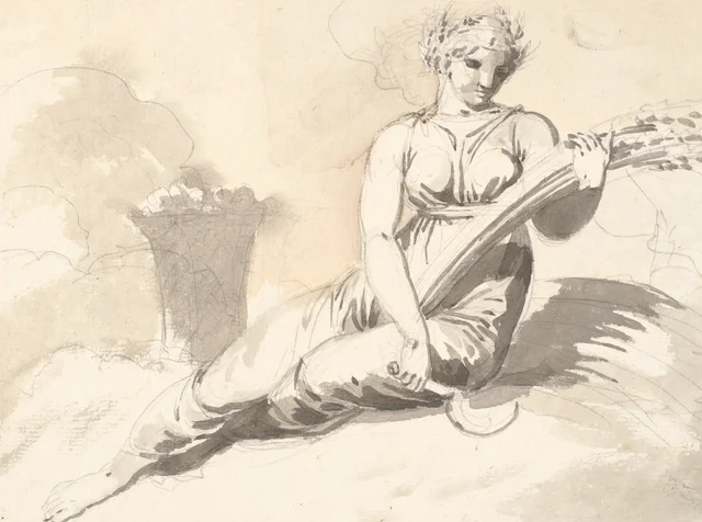 El verano, una mujer sentada con espigas y una hoz, Nicolai Abildgaard