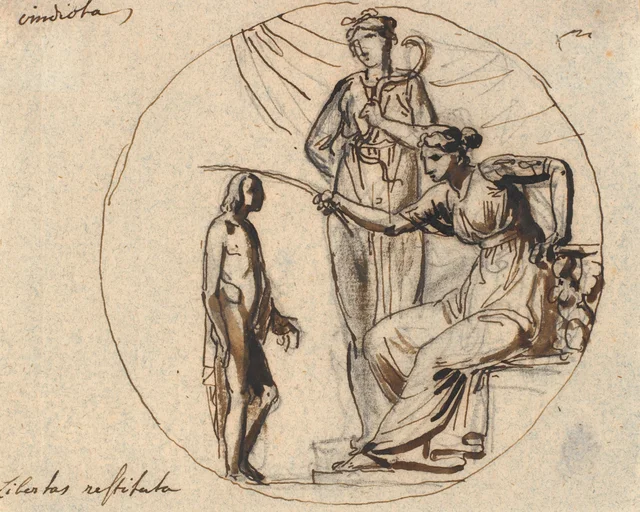 Projet de trois figures pour le relief de l'Affranchissement du Monument de la Liberté