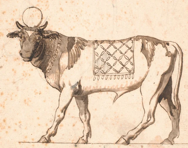 Reproduction d'un Apis antique, tourné vers la gauche, la tête vue de face, Nicolai Abildgaard