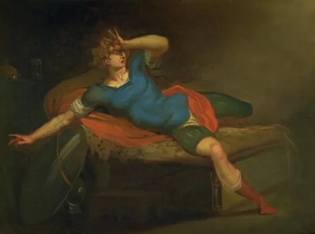 Ricardo III despierta de su pesadilla en su tienda en Bosworth, Nicolai Abildgaard