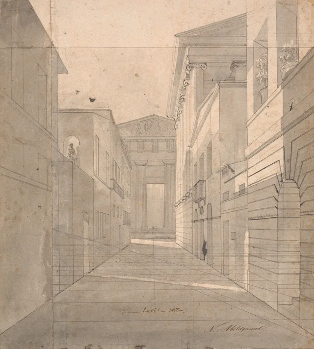 Street in an Ancient Town. Perspective Study for the Painting "Simo Confides in Sosia"