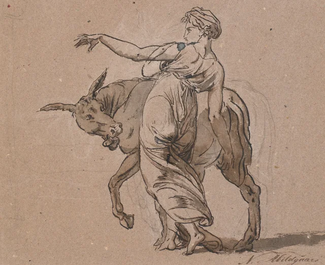 Scene from Apuleius' "The Golden Ass", Book 10. The Noble Lady Encourages the Donkey