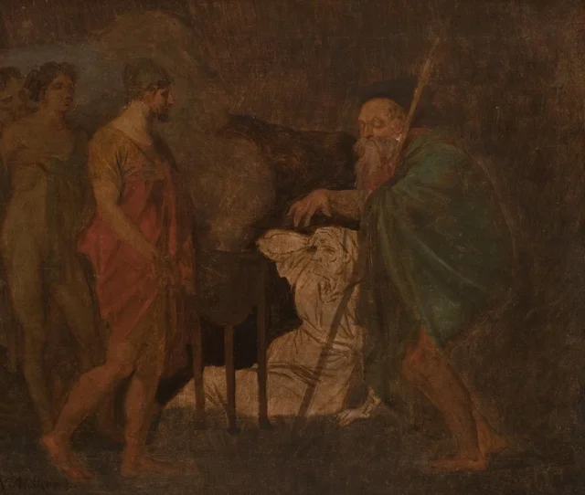 Odysseus Takes Counsel with Teiresias. From Homer´s Odyssey