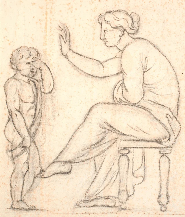 Une femme admoneste un petit garçon en pleurs