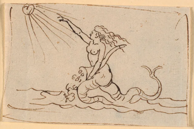 太陽を指さす人魚