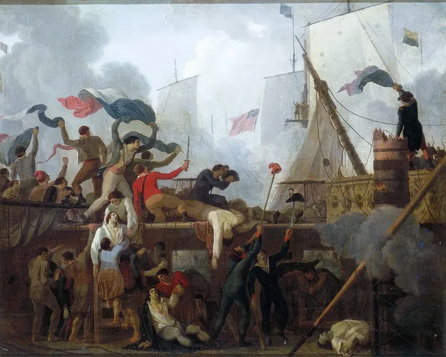 Heroism of the Sailors of the Ship Le Vengeur under Captain Renaudin, Nicolas-Antoine Taunay