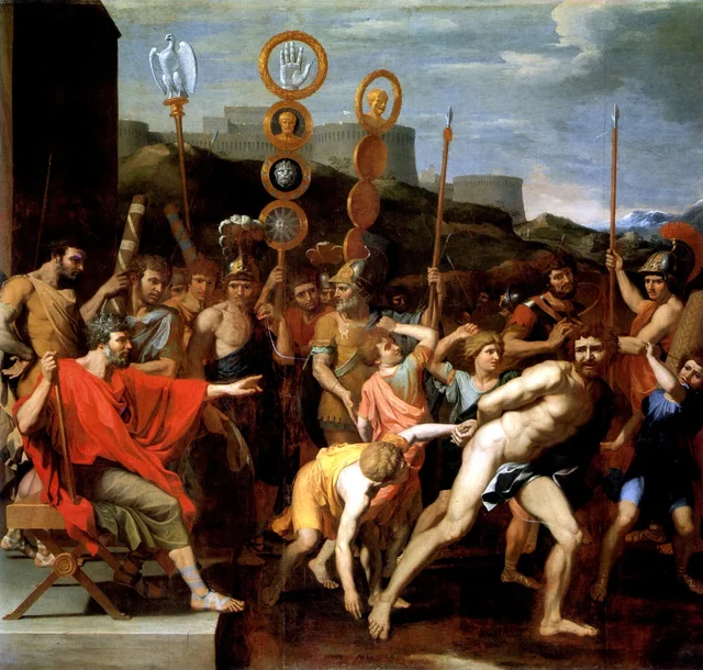 Camilo entrega al maestro de escuela de Faleria a sus alumnos, Nicolas Poussin