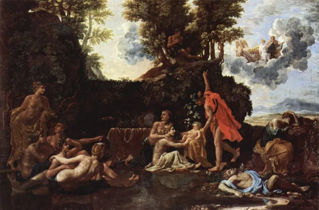 O Nascimento de Baco e a morte de Narciso, Nicolas Poussin