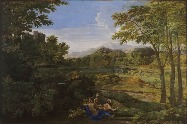 Paisagem com duas ninfas, Nicolas Poussin