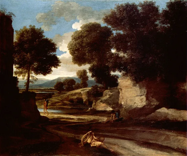 Paysage avec des voyageurs au repos, Nicolas Poussin