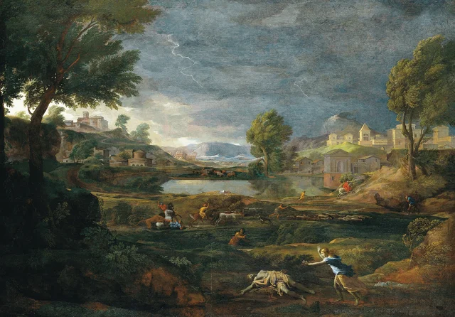 Paisagem tempestuosa com Píramo e Tisbe, Nicolas Poussin