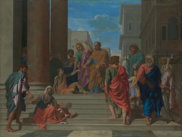 San Pedro y san Juan curando al paralítico, Nicolas Poussin