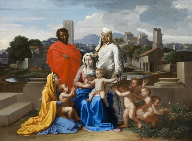 Sagrada Família com dez figuras, Nicolas Poussin