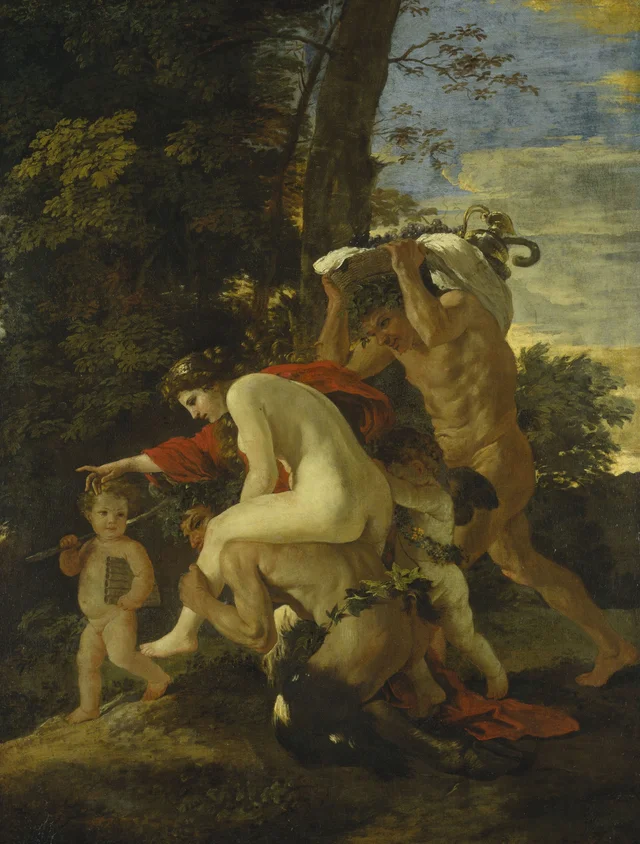 Escena báquica o Ninfa montada en un sátiro