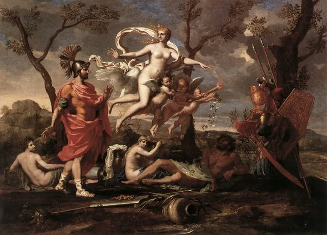 Vénus présente à Énée les armes forgées par Vulcain