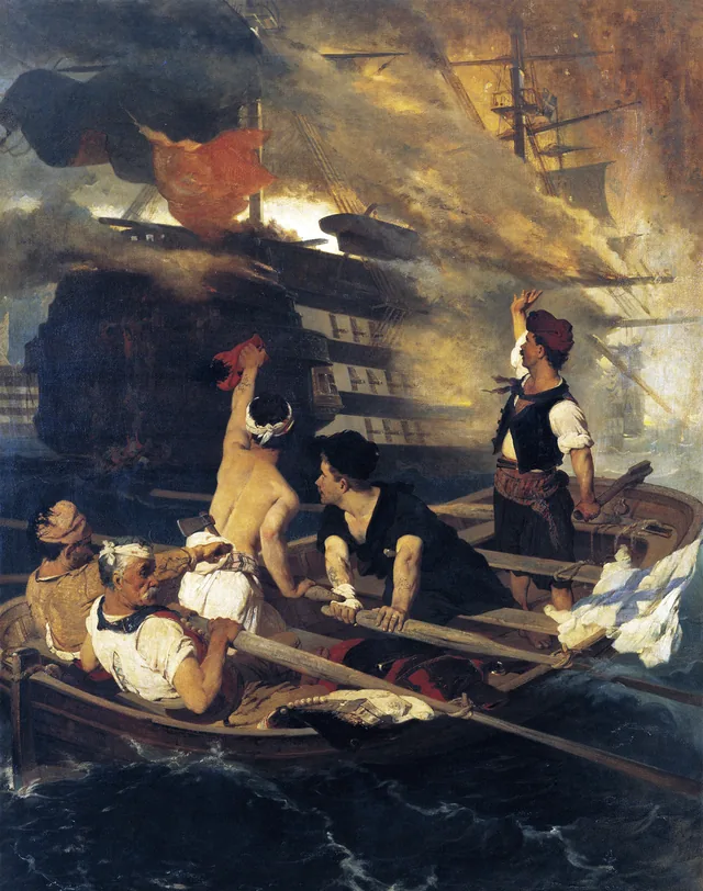 The Burning of the Turkish Flagship by Kanaris