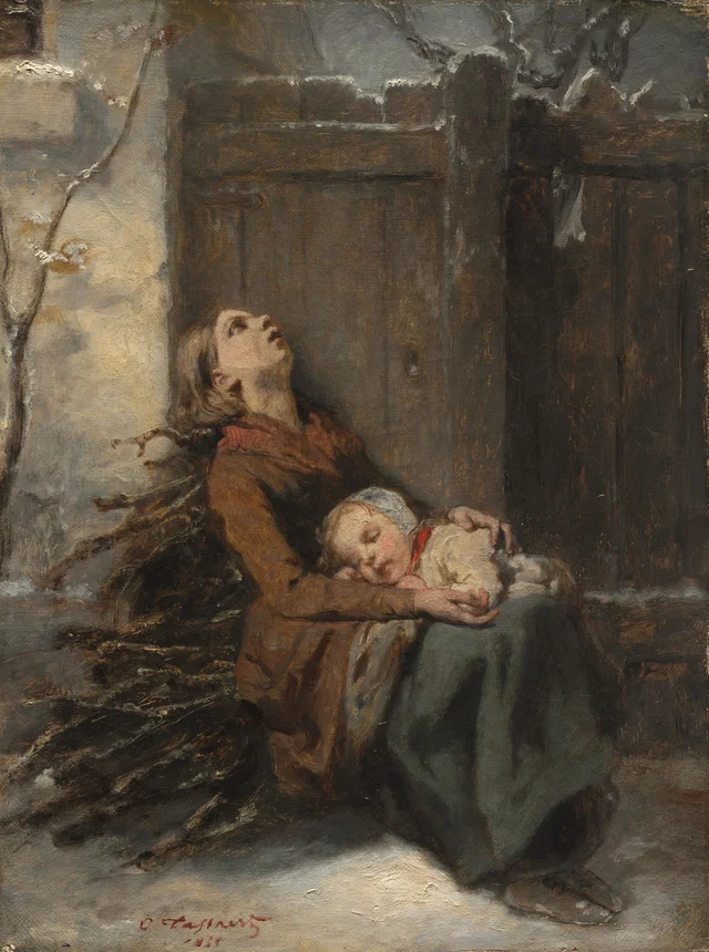 Destitute Mother and Child in Winter, Octave Tassaert