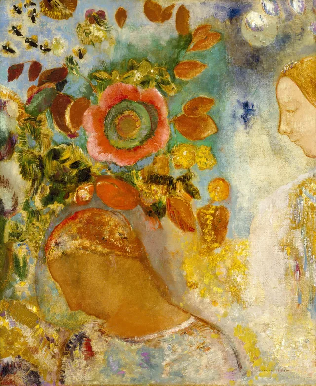 Two Young Girls among Flowers, Odilon Redon