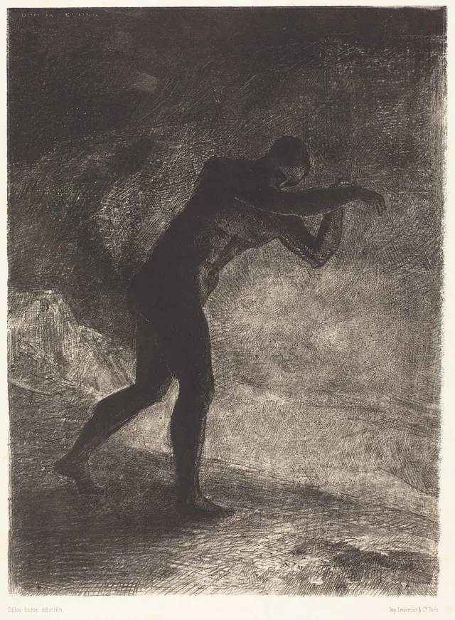 Et l'homme parut, interrogeant le sol d'où il sort et qui l'attire, il se fraya la voie vers de sombres clartés