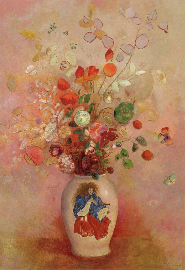 Fleurs dans un vase japonais