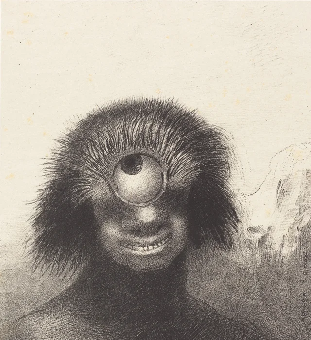 El Pólipo deforme flotaba en las orillas, especie de cíclope sonriente y horrible, Odilon Redon