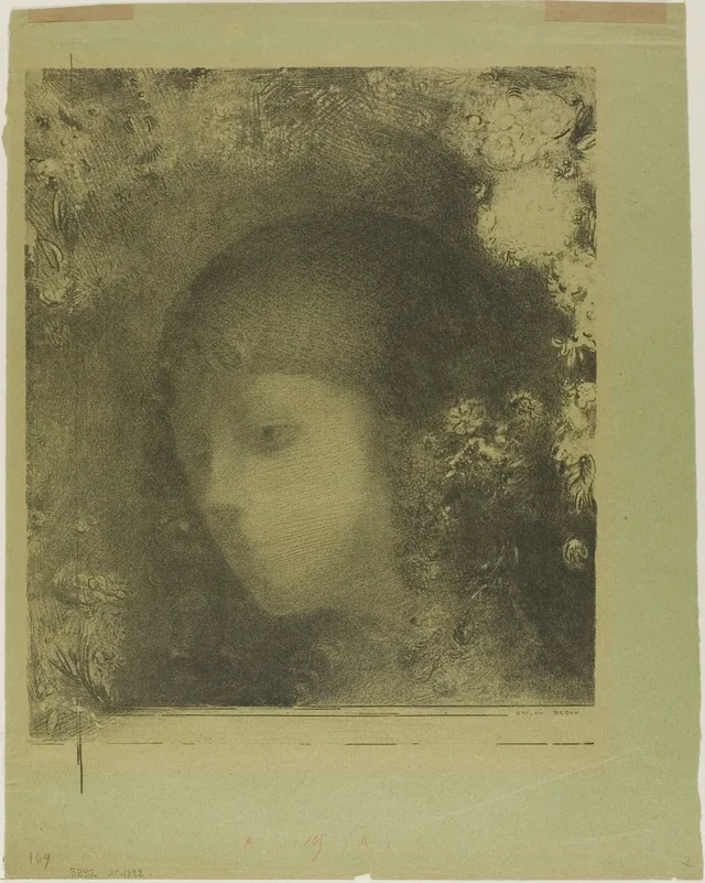 Tête d'enfant avec fleurs