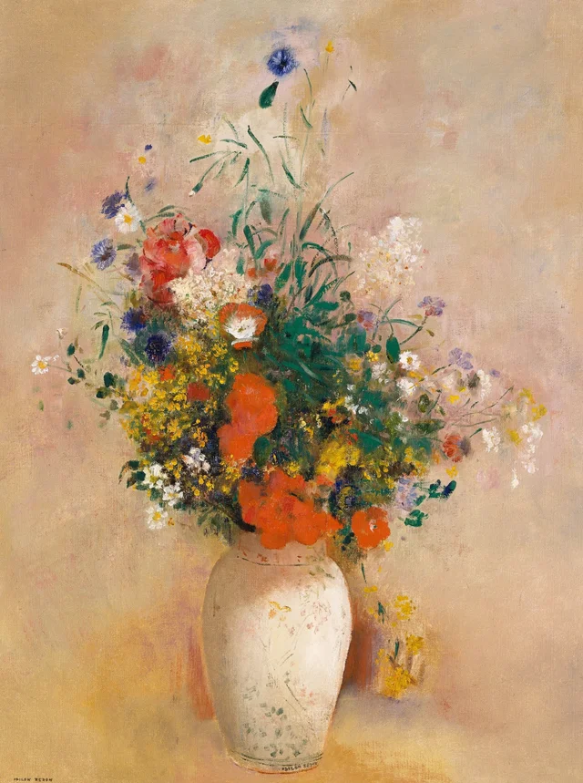 Vase of Flowers (Pink Background), Odilon Redon