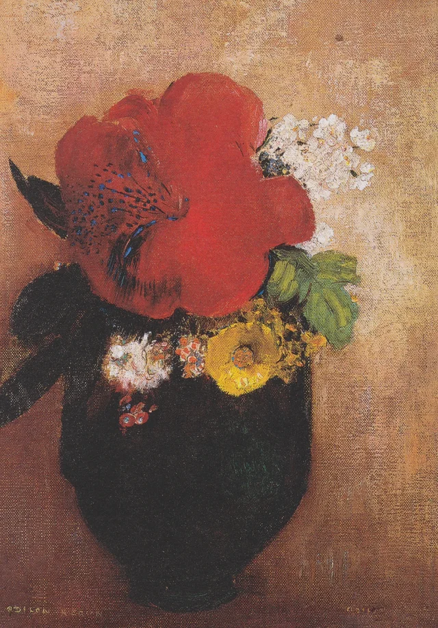 Jarrón de flores: la amapola roja