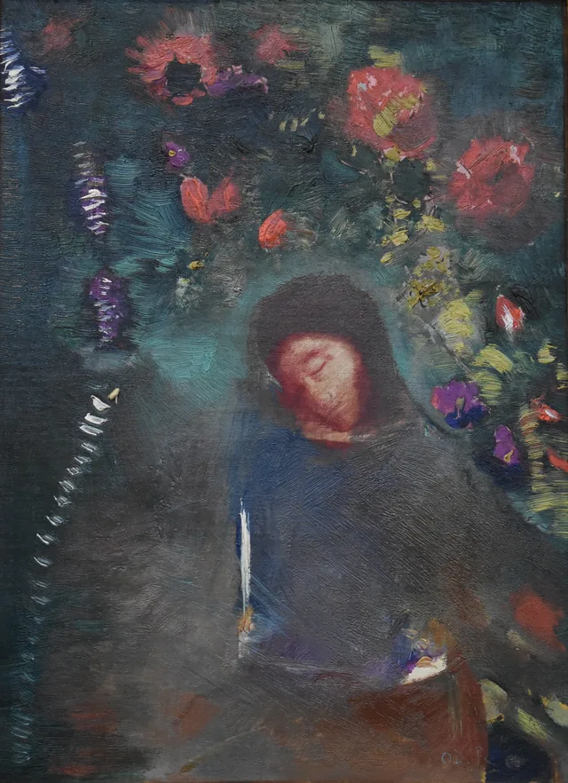 Visage et fleurs