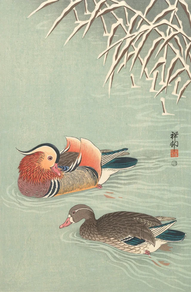 Patos mandarines, Ohara Koson