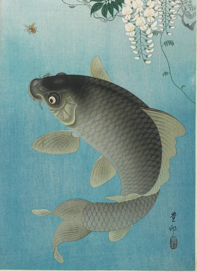 Carp Leaping, Ohara Koson