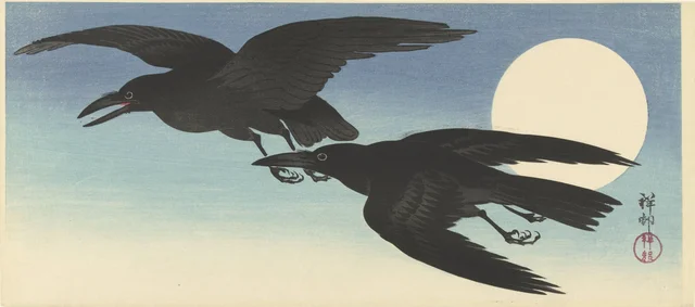 Corbeaux à la pleine lune