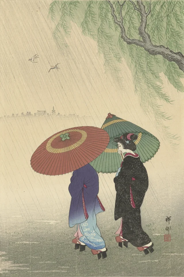 Deux femmes sous la pluie