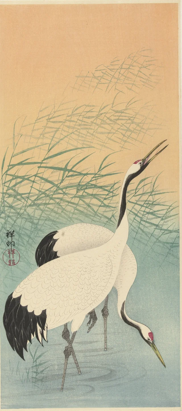 Dos grullas, Ohara Koson